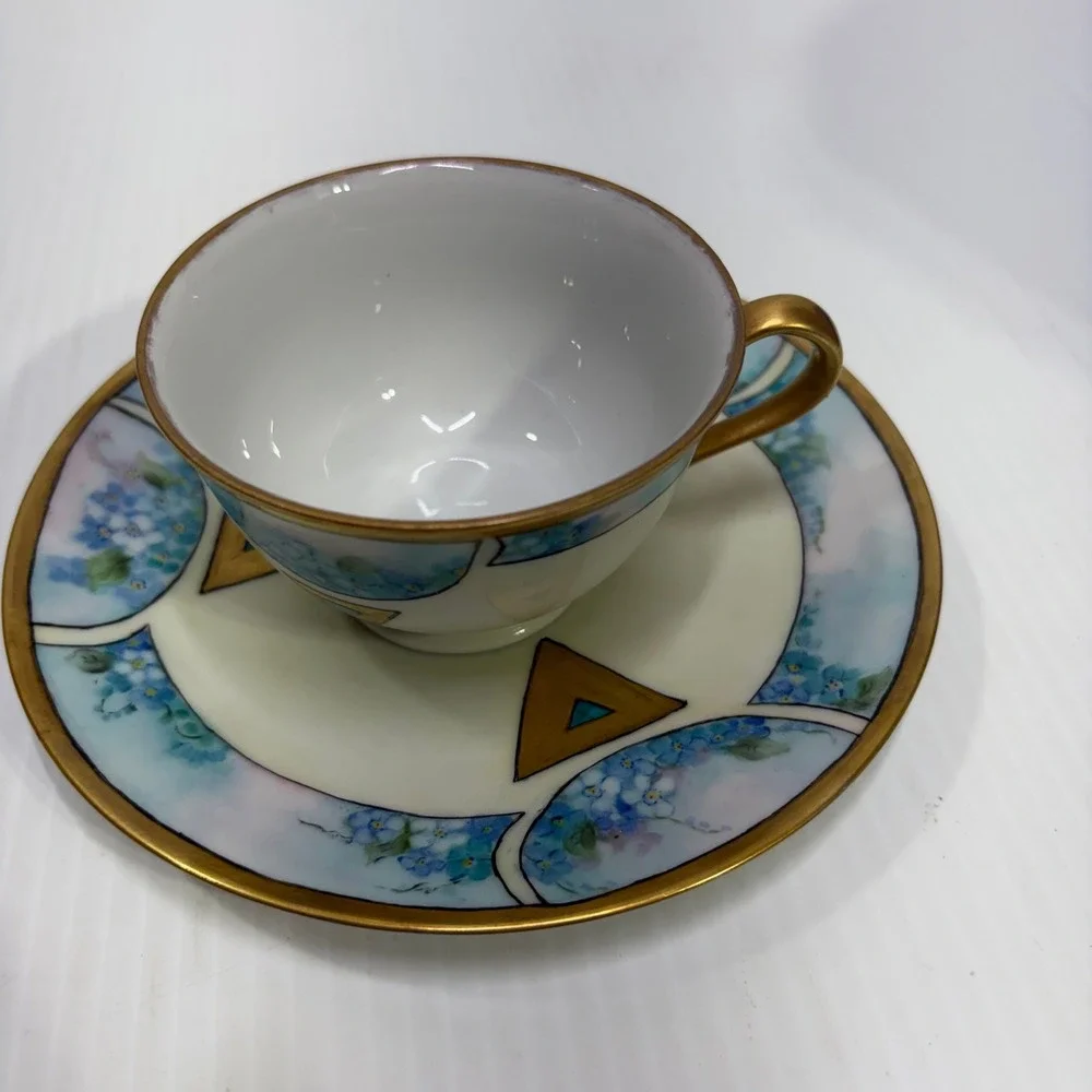 Bareuther Waldsassen Thomas Bavaria Forget Me Not Tea Cup Saucer Plate Set 3pc